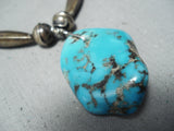 Fantastic Vintage Native American Navajo Morenci Turquoise Sterling Silver Necklace Old-Nativo Arts