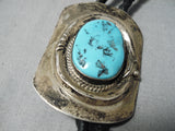 Impressive Vintage Native American Navajo Sleeping Beauty Turquoise Sterling Silver Bolo Old-Nativo Arts