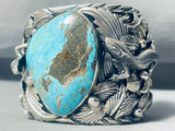 230 Grams Monster Native American Turquoise Sterling Silver Lizard Bracelet-Nativo Arts