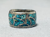 Marvelous Vintage Native American Navajo Turquoise Sterling Silver Band Ring-Nativo Arts