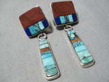 Important Vintage Native American Navajo Hank Whitethorne Turquoise Sterling Silver Earrings-Nativo Arts