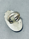 Giant Vintage Native American Navajo Blue Gem Turquoise Sterling Silver Oval Ring-Nativo Arts