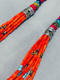 Authentic Singer Native American Navajo Coral Turquoise Sterling Silver Necklace-Nativo Arts