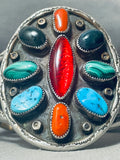 Ruby Red Vintage Native American Navajo Turquoise Sterling Silver Bracelet Cuff Old-Nativo Arts
