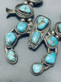 200 Grams Gasp! Vintage Native American Navajo Turquoise Sterling Silver Squash Blossom Necklace-Nativo Arts