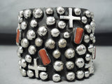 Monster Native American Navajo Coral Sterling Silver Bracelet-Nativo Arts