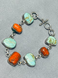 Amazing Vintage Native American Navajo Royston Turquoise Sterling Silver Link Bracelet-Nativo Arts