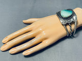 Shielded With Turquoise Vintage Native American Navajo Green Turquoise Sterling Silver Bracelet-Nativo Arts