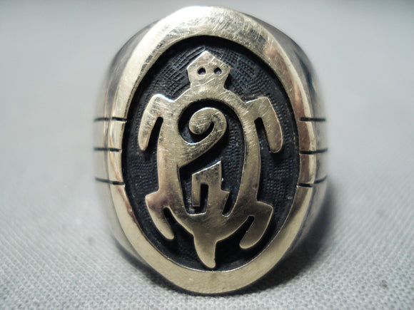 Mesmerizing Vintage Native American Hopi 14k Gold Turtle Sterling Silver Signed Ring-Nativo Arts