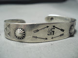 Rare Early Vintage Native American Navajo Whirling Logs Sterling Silver Bracelet-Nativo Arts