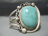 Huge Vintage Native American Navajo Blue Royston Turquoise Sterling Silver Bracelet-Nativo Arts