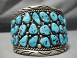 Best Heavy Vintage Native American Navajo Classic Blue Turquoise Sterling Silver Bracelet-Nativo Arts