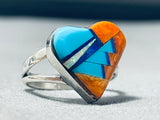 Be My Valentine Native American Navajo Turquoise Spiny Oyster Sterling Silver Heart Ring-Nativo Arts