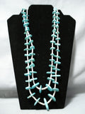 Superb Vintage Native American Navajo Turquoise Slabs White Shell Heishi Necklace-Nativo Arts