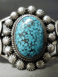 Museum Vintage Native American Navajo Heart Sterling Silver #8 Turquoise Bracelet Cuff-Nativo Arts