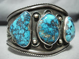 Museum Rare Turquoise Vintage Native American Navajo Sterling Silver Bracelet Old-Nativo Arts