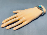 Dynamic Vintage Native American Navajo Blue Gem Turquoise Sterling Silver Bracelet Signed-Nativo Arts