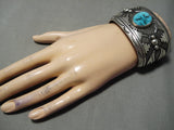 One Of Biggest Vintage Native American Navajo Thomas Singer Turquoise Sterling Silver Bracelet-Nativo Arts