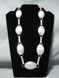 Hand Tooled Quality Vintage Native American Navajo Sterling Silver Concho Necklace Old-Nativo Arts