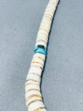 Native American One Of The Best Vintage Santo Domingo Turquoise Shell Sterling Silver Necklace-Nativo Arts