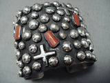 Monster Native American Navajo Coral Sterling Silver Bracelet-Nativo Arts