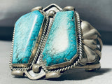 One Of The Most Chunky Vintage Native American Navajo Double Turquoise Sterling Silver Bracelet-Nativo Arts