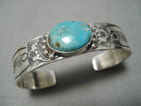 Jeanette Dale Blue Gem Turquoise Sterling Silver Native Native American Navajo Bracelet-Nativo Arts