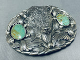 164 Grams Native American Sterling Silver Buffalo Turquoise Buckle-Nativo Arts