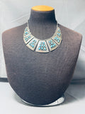 Native American Cleopatra Vintage Navajo Turquoise Sterling Silver Segment Necklace-Nativo Arts