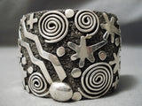 Colossal Wide Vintage Native American Navajo Sterling Silver Al Sanchez Bracelet Cuff-Nativo Arts