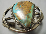 Museum Vintage Native American Navajo Royston Turquoise Sterling Silver Leaf Bracelet Old-Nativo Arts