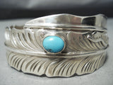 One Of The Most Detailed Native American Navajo Turquoise Sterling Silver Bangle Bracelet-Nativo Arts