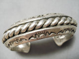 Alfred Lee Vintage Native American Navajo Very Heavy Sterling Silver Bracelet Cuff-Nativo Arts