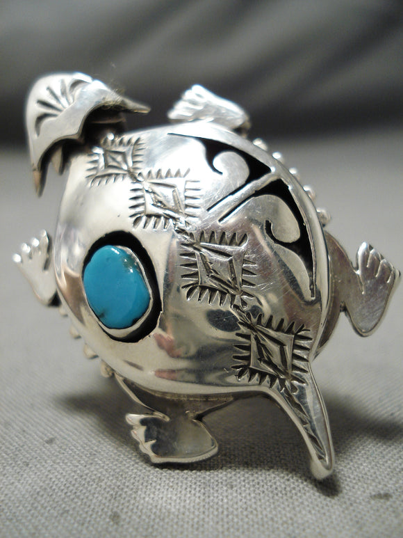Fantastic Navajo Kingman Turquoise Sterling Silver Ring Native American-Nativo Arts