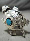 Fantastic Navajo Kingman Turquoise Sterling Silver Ring Native American-Nativo Arts