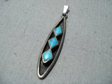 Impressive Vintage Native American Navajo Kingman Turquoise Sterling Silver Pendant-Nativo Arts