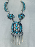 Jake Yazzie Important Vintage Native American Navajo Turquoise Sterling Silver Necklace-Nativo Arts