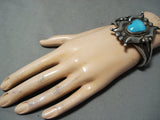 Majestic Native American Navajo Turquoise Sterling Silver Bracelet Signed-Nativo Arts