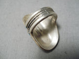 Huge Vintage Navajo Turquoise Sun Sterling Silver Native American Ring-Nativo Arts