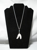 Detailed!! Vintage Native American Navajo Turquoise Sterling Silver Feathers Necklace-Nativo Arts