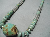 Native American Important Santo Domingo Tony Aguilar Green Turquoise Sterling Silver Necklace-Nativo Arts