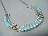 Gorgeous Vintage Native American Zuni Sleeping Beauty Turquoise Sterling Silver Necklace Old-Nativo Arts