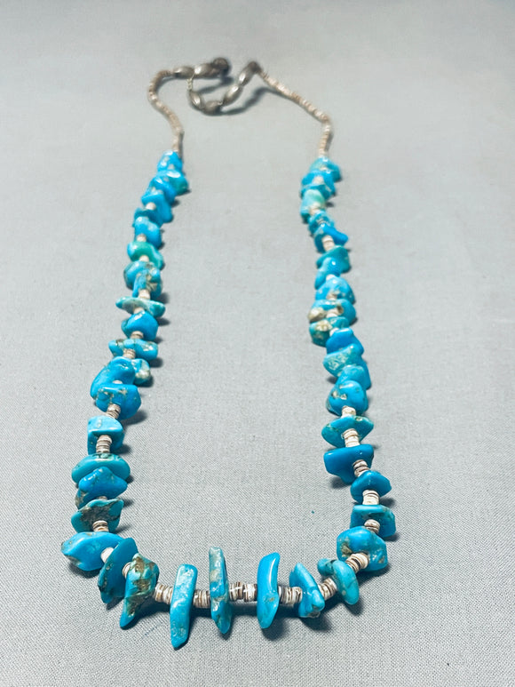Native American Breathtaking Vintage Santo Domingo Blue Gem Turquoise Heishi Necklace-Nativo Arts