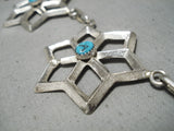 Important Vintage Native American Navajo Betsoi Family Turquoise Sterling Silver Necklace-Nativo Arts