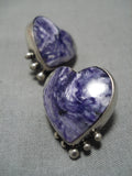 Best Vintage Navajo Charoite Sterling Silver Native American Earrings-Nativo Arts