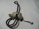 Museum Vintage Native American Zuni Turquoise Sterling Silver Turquoise Bolo Tie Inlay-Nativo Arts