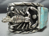 Huge Scorpion #8 Turquoise Sterling Silver Native American Bracelet-Nativo Arts