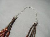 One Of The Finest Vintage Native American Navajo Spiny Oyster Sterling Silver Tube Necklace-Nativo Arts