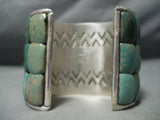 Best Native American Squared Green Turquoise Sterling Silver Bracelet-Nativo Arts