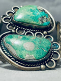 Gorgeous Vintage Native American Navajo 2 Huge Royston Turquoise Sterling Silver Bracelet-Nativo Arts